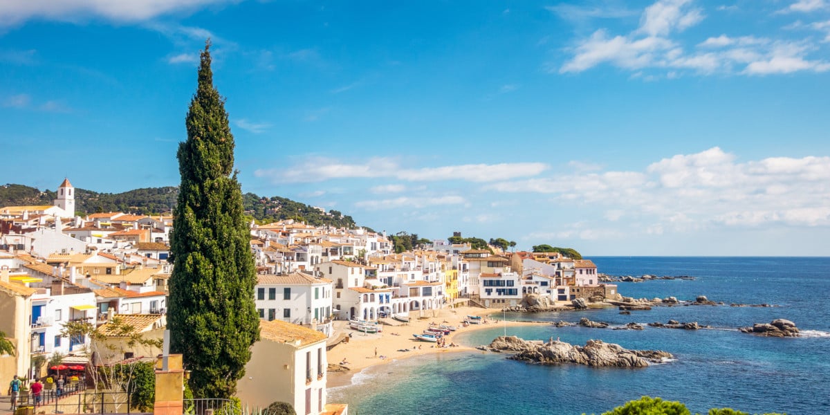 Beautiful landscape of girona where you can see the city on the shore of the mediterranean.