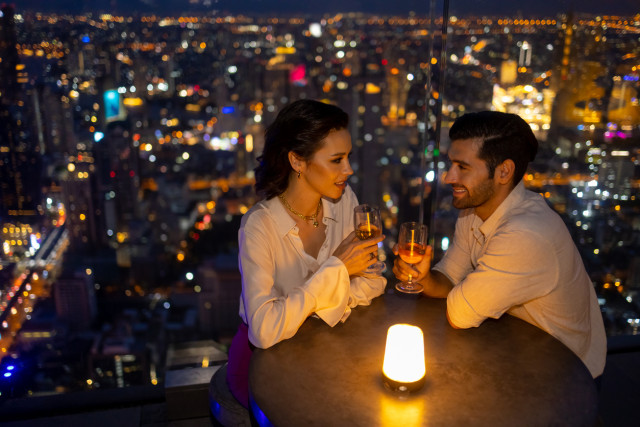 People, lights, table, view