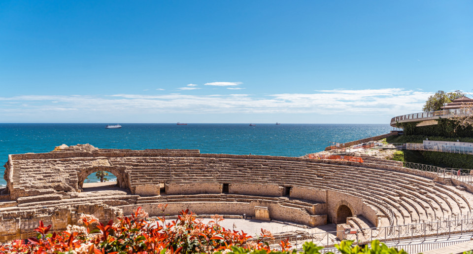 Amphitheatre, sea, plants